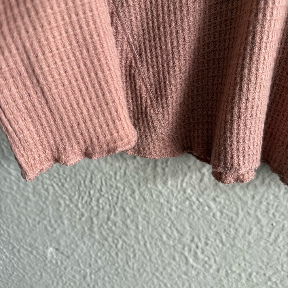 Free People Mauve Waffle Knit Long Sleeve Henley - Picture 8 of 12